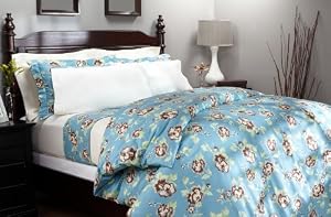 Pinzon 160-Gram Printed Flannel Full/Queen Duvet Cover, Chocolate Floral