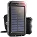 Solar Charger, Solar Panel Portable 8000mAh Dual USB Solar Battery Charger Power Bank Phone Charger with LED Light (Black)