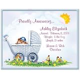 Too Cute Birth Announcement Cards, Personalized - Baby Bear in Carriage (Boy), 25 Count, 5.5?x4.25? with Envelopes.