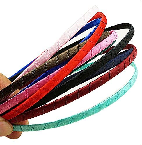 10pcs Children Colored Satin covered Hairbands Ribbon Covered Adult Kids DIY Headbands #2459