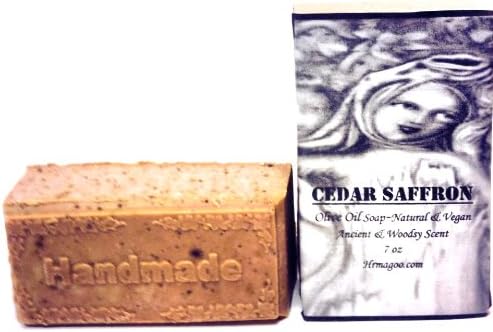 Cedar Saffron Handmade Olive Oil Soap with Cracked Pepper Adds Vitamins A, E & K GMO FREE!
