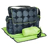 Charcoal Dot Messenger Diaper Bag in Green by OiOi