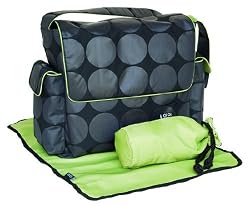 Charcoal Dot Messenger Diaper Bag in Green
