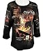 Cactus Fashion 3/4 Sleeve, Rhinestone Studded, Artfully Printed Cotton Black Colored Top - New York - Big Apple