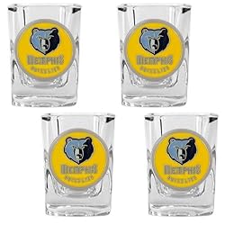Memphis Grizzlies NBA 4pc Square Shot Glass Set by Great American Products