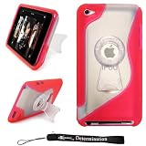 Bubble Gum Pink Premium Stand Alone Durable Kickstand Hard TPU Cover Skin Case for Apple iPod Touch 4 ( 4th Generation 8GB 16GB 32GB )