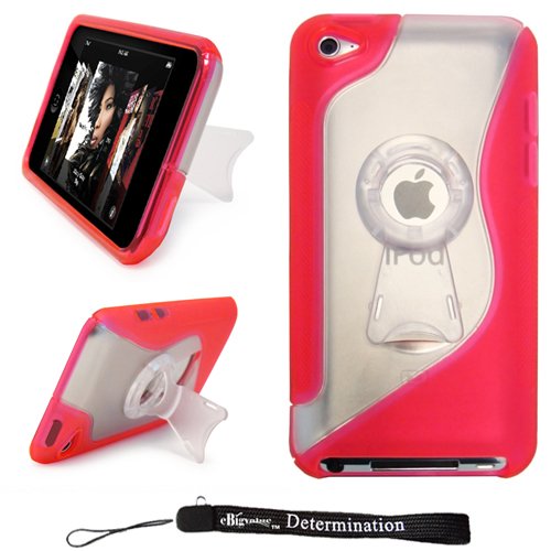 Bubble Gum Pink Premium Stand Alone Durable Kickstand Hard TPU Cover Skin Case for New Apple iPod Touch 4  4th Generation 8GB 16GB 32GB 