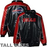 NFL Buffalo Bills Red-Navy Blue Pleather Varsity Team Tall Sizes Full Zip Jacket (XX-Large)