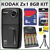 Kodak Zx1 HD Pocket Video Camera in Black + 8GB Kit