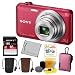 SONY Cyber-shot DSC-WX80/R Compact Zoom Digital Camera in Red + 16GB Secure Digital Memory Card + Sony Case in Pink + Sony Drawstring Style Case + 25 Free Quality Photo Prints + Lithium Ion Rechargeable Battery + Enhanced Lens Cleaning Kit