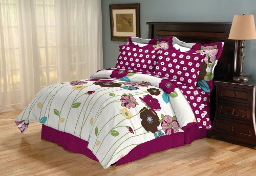 Sanders Home 8-Piece Caroline Reversible Bed in a Bag Queen Size, Pink