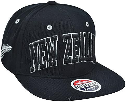 Zephyr New Zealand Country Flag Super Star Adjustable Snap Back Black Hat Cap