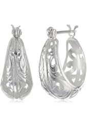 Sterling Silver Filigree Round Hoop Earrings