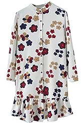 Floral Print Peplum  Shirt Midi Dress 