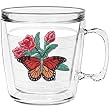 Butterfly w/Red Roses 12 oz Insulated Coffee Mug, Clear