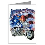 IMAGE OF Greeting Card American Steel Eagle US Flag and Motorcycle