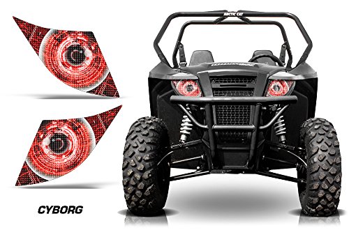 AMR Racing UTV Headlight Eye Graphics Decal Cover Compatible with Arctic Cat Wildcat Sport - Cyborg Red