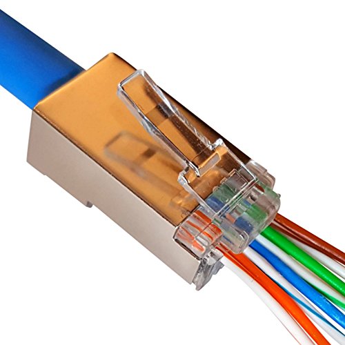 15 Shielded Rj45 One Step Cat6 Network Connector Ez Pass Through 8p8c Modular Plug By Gold Standard Supplies