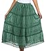 Sakkas Solid Embroidered Crochet Lace Trim Gypsy Bohemian Mid Length Cotton Skirt