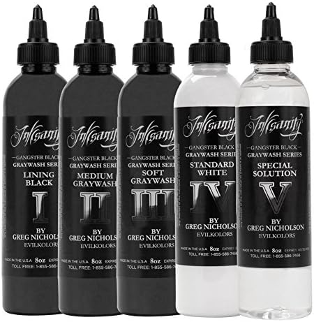 Inksanity Graywash Evilkolors 8 Ounce Set of 5