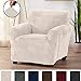 Great Bay Home Modern Velvet Plush Strapless Slipcover. Form Fit Stretch, Stylish Furniture Cover/Protector. Gale Collection Brand. (Chair, Silver Cloud)