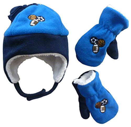 N'Ice Caps Boys Sports Balls Embroidered Sherpa Lined Fleece Set