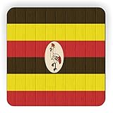 Rikki Knight Uganda Flag on Distressed Wood Design Square Fridge Magnet
