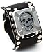 Nemesis #SM930K Men's Stainless Steel Skull Face Dial Wide Leather Cuff Band Watch