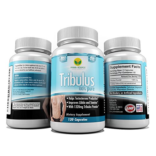 Tribulus Terrestris Extract 1000mg 120 Capsules 4 Month Supply - 95% Steroidal Saponins, 80% Protodioscin - Natural Testosterone Booster - Increase Stamina and Sex Drive in Men and Women