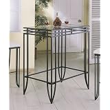Matrix Design Black Wrought Iron Bar Table w Clear Glass Top Insert by visiondecor Furniture