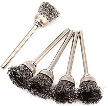 CNBTR Silver Stainless Steel Bowl Shape 13MM diameter Wire Brush Drill End 1/8" shank Pack of 5