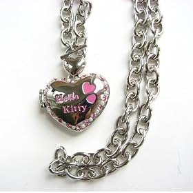 Sanrio Heart Hello Kitty Locket Pendant Necklace With Pearl and Pink Rhinestones Newest Collection...
