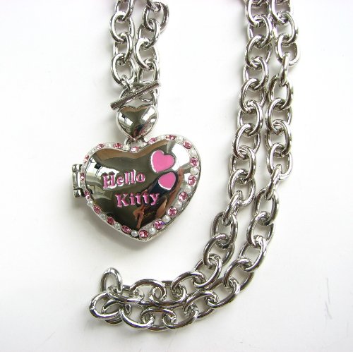 Click here to buy Sanrio Heart Hello Kitty Locket Pendant Necklace With Pearl & Pink Rhinestones Newest... by Sanrio Hello Kitty.