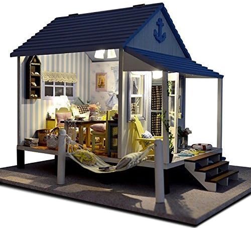 Ploy Miniature Wooden Furniture Dollhouse- Handmade Furniture Accessories Dollhouse DIY KIT, Happy Coast Series Loving Family Dollhouse, Creative Assembling Toys for Christmas A017A by Ploy