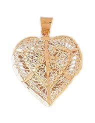 CleverEves 14K Gold Pendant 3-D Filigree Heart 7 - Gram(s)
