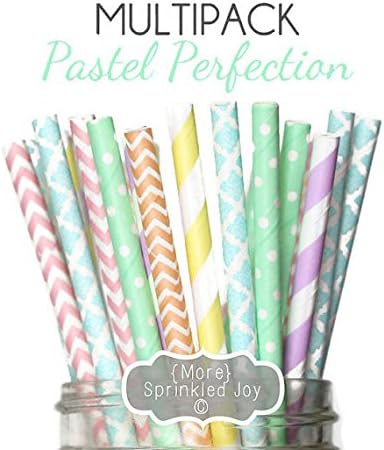 Designer Durable Disposable Drinking Paper Straws (25) - Pastel Perfection