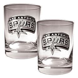 San Antonio Spurs NBA 2pc Rocks Glass Set - Primary Logo by Great American Products
