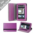 Acase(TM) Kindle Fire Premium Micro Fiber Leather Case with built-in Stand for Kindle Fire Full Color 7" Multi-touch Display, Wifi (Purple)