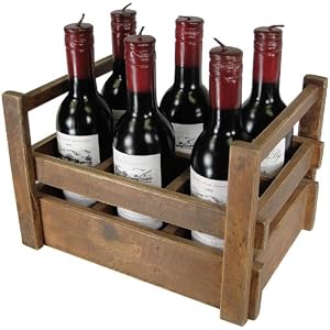 6 Wine Bottle Candles in Wine Crate