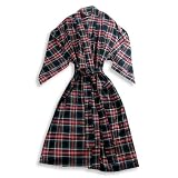 Claiborne - Mens Flannel Plaid Robe, Navy, Green, Red