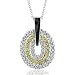 18k Two Tone Gold White and Yellow Diamond Oval Pendant Necklace 0.72 carat