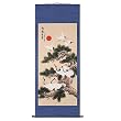 Handmade Crane & Pine Scroll Wall Art Painting