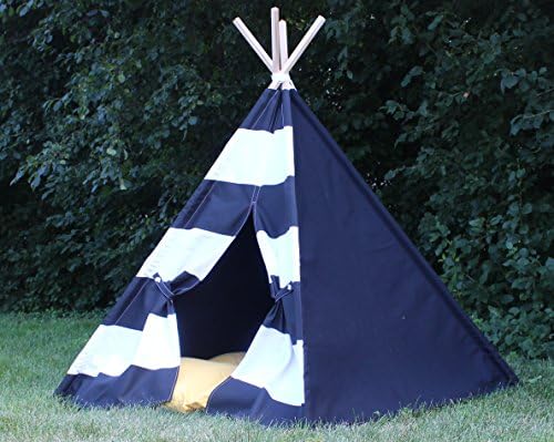 Kids Teepee Play Tent, 8" Black Stripes with Solid Black Walls, Large Play Tee Pee, Heavy Fabric, Fort, Wigwam, Playhouse