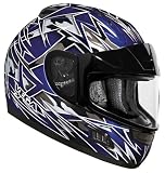 Vega Altura Blue Metallic Havoc Graphic Large Full Face Snowmobile Helmet