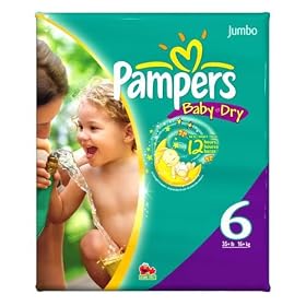 Pampers Baby Dry Diapers Size 6, 18-Count (Pack of 4)