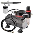 Pro Siphon Feed Airbrushing System High Performance Multi-Purpose Siphon Feed Dual-Action Airbrush with Hose and a Powerful 1/6hp Single Piston Quiet Air Compressor