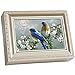 Cottage Garden Watchful Birds Champagne Silver Inspirational Traditional Music Box Plays Amazing Grace