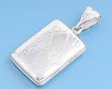 Rectangular Locket Pendant - Sterling Silver with Engraved Finish - 25mm Height