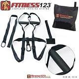 Authentic Fitness123 Suspension Body Trainer | Suspension Straps | Resistance training | Suspension Trainer | Complete Black Edition