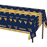 Creative Converting West Virginia Mountaineers Plastic Banquet Table Cover 1. 54 in X 108 in ( 137cm X 274cm)